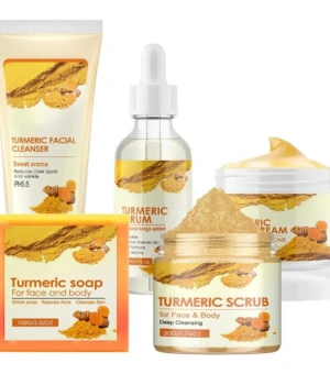 Turmeric Face Essence Turmeric Essentiall Oil Cleanser Face Scrub Turmeric Soap Black Spots Remove Repair Aging Whitening Serum