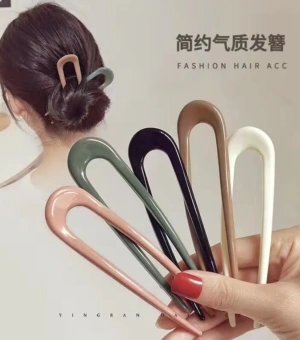 1Pc Women Hair Clip Pins Korean Style Solid Color Hair Stip Minimalist U Shape Girls Hair Bun Maker Headwear Styling Tools