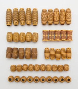 50pcs/Pack Mix Imitation Wood Plastic Crochet hair braid dread dreadlock Beads rings tube for women men hair Accessories