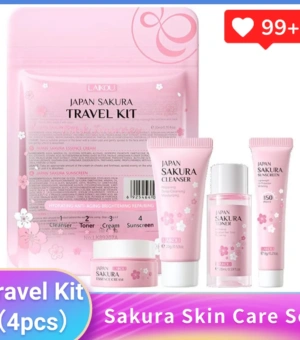 Sakura Skin Care Set facial Cleanser,Serum,Toner,Sunscreen,facial cream Beauty skin care For Women Gifts Routine Travel Kit