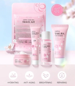 Sakura Skin Care Sets & Kits With Cleanser,Serum,Eye Cream,essence Cream Beauty Products For Women Gift Sets Routine Travel Kit
