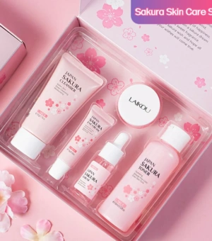 5/3pcs/Set Sakura Skin Care Sets Face Cream Serum Toner Facial Cleanser Sunscreen Eye Cream Gift Box Face Skin Care Set Product